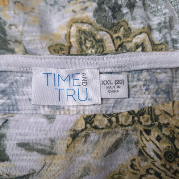 Time And Tru Womens Top XXL Paisley Print Long Sleeve Shirt Front Knot - Picture 4 of 5